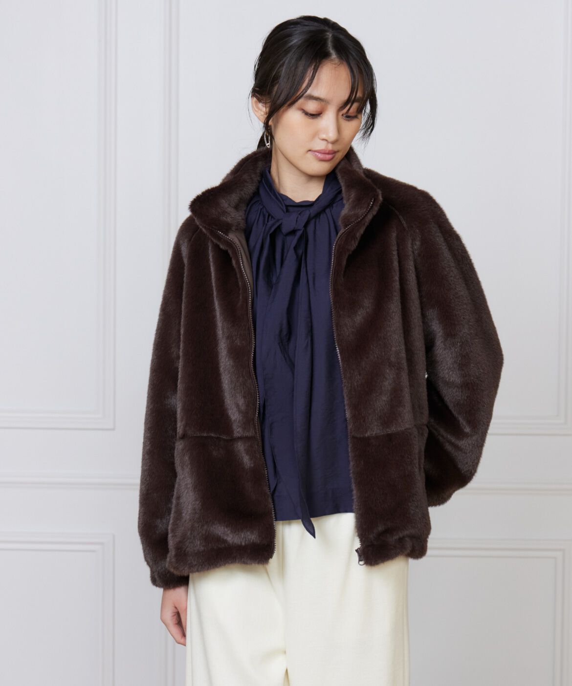 Le Souk「《大きいサイズ》フェイクファースタンドブルゾン」|その他|