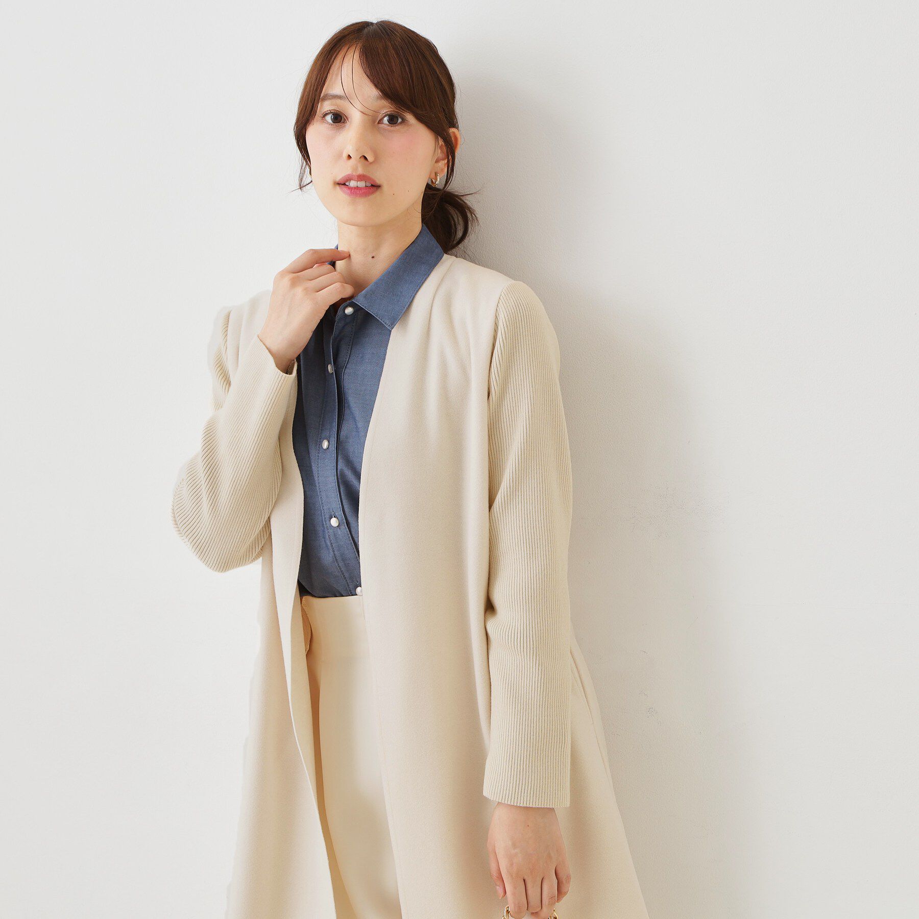 COUP DE CHANCE「【日本製】カラーレスコーディガン」|ノーカラーコート|
