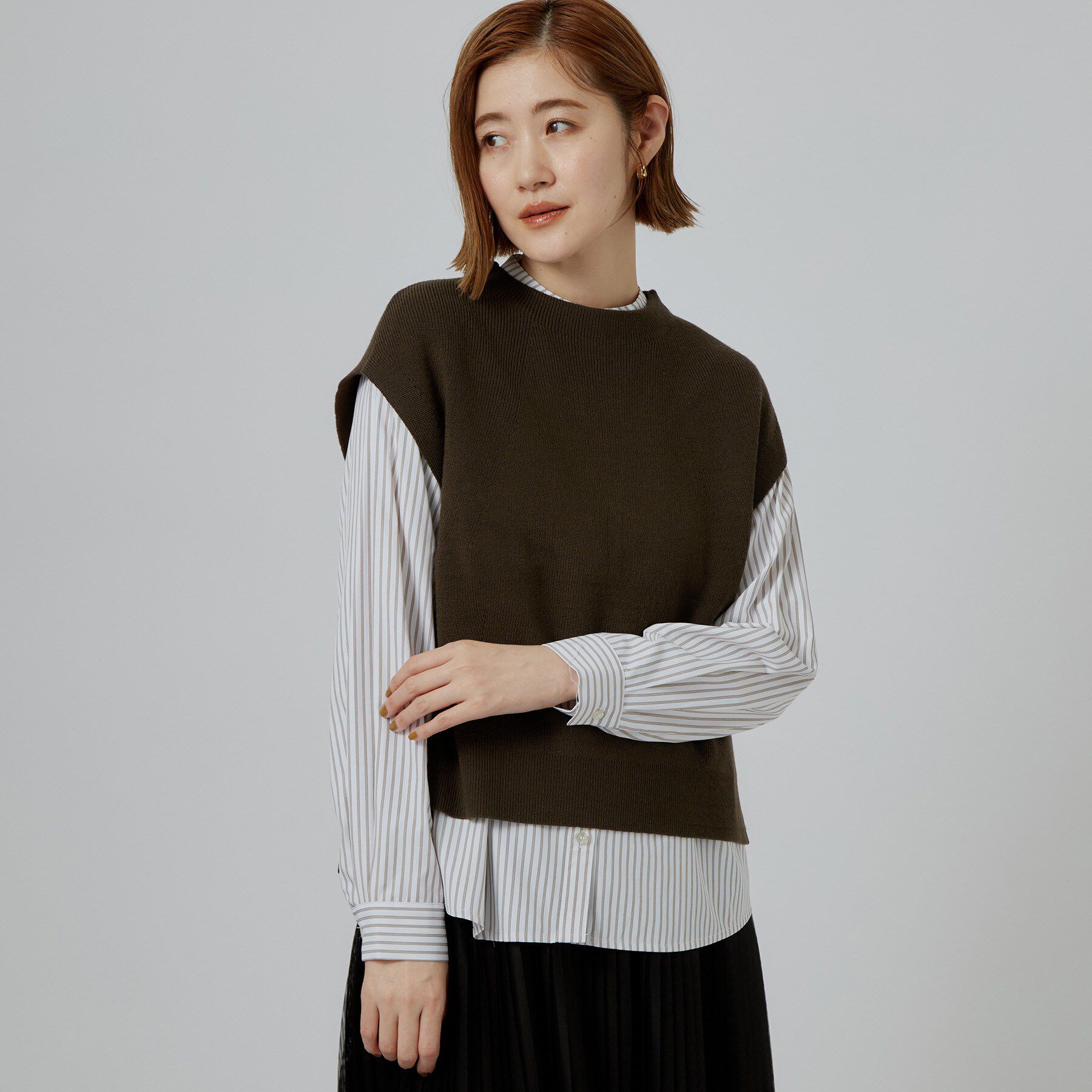 grove「【時短・着回し】ニットベスト&times;シャツSET」|その他|