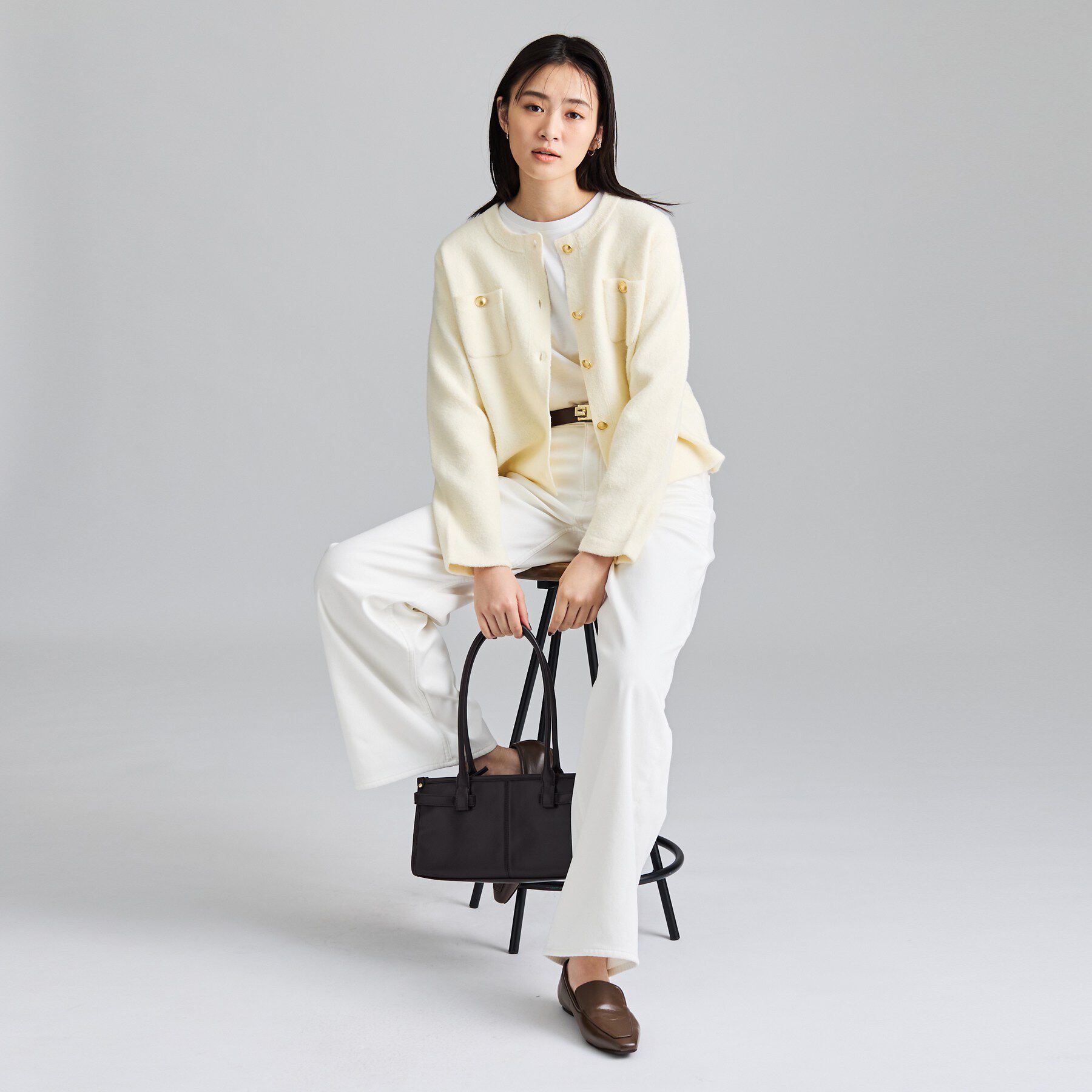 INDIVI「【軽やか】ブークレニットジャケット」|カーディガン|