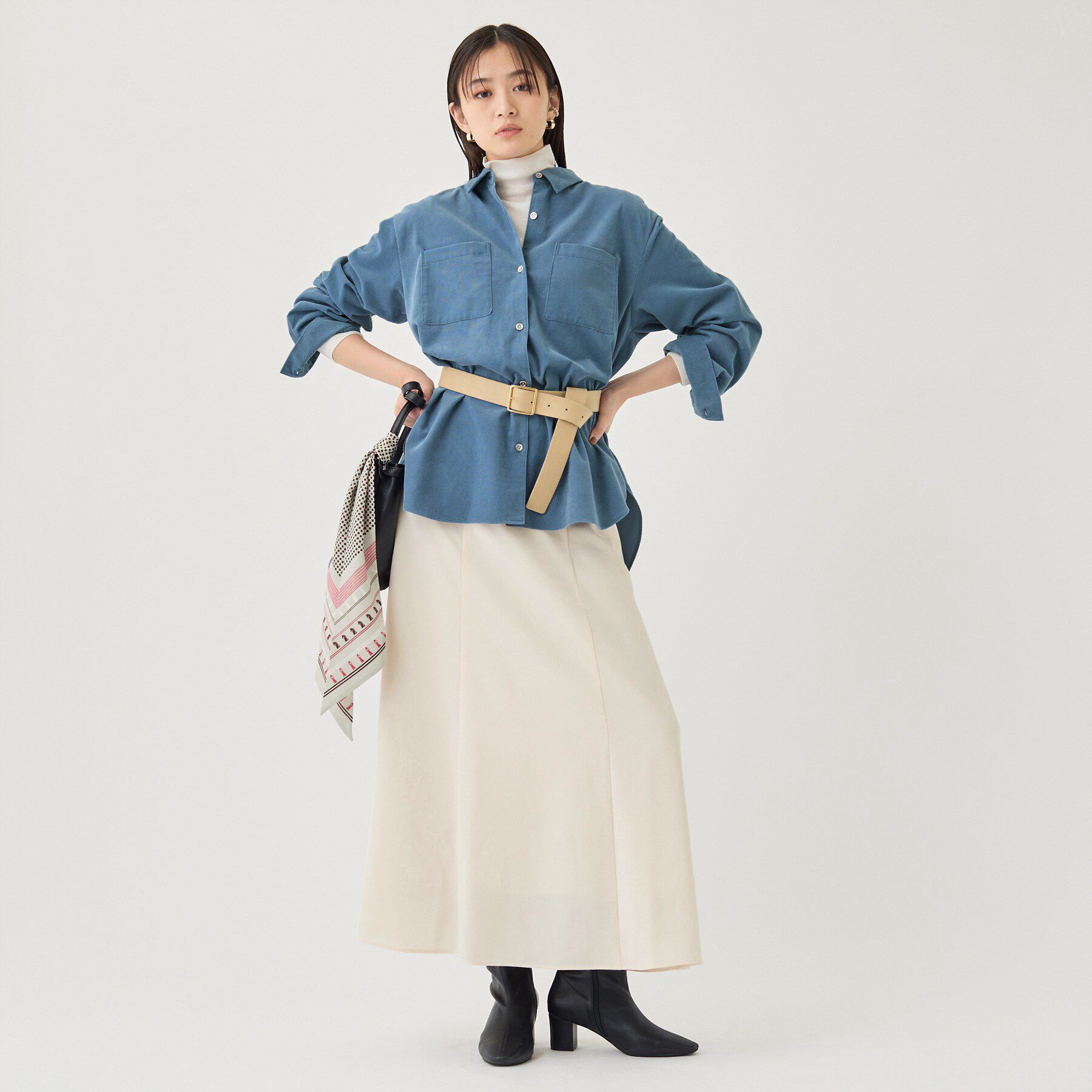 INDIVI「【大人コーデュロイ／SETUP可】オーバーサイズシャツ」|シャツ・ブラウス|