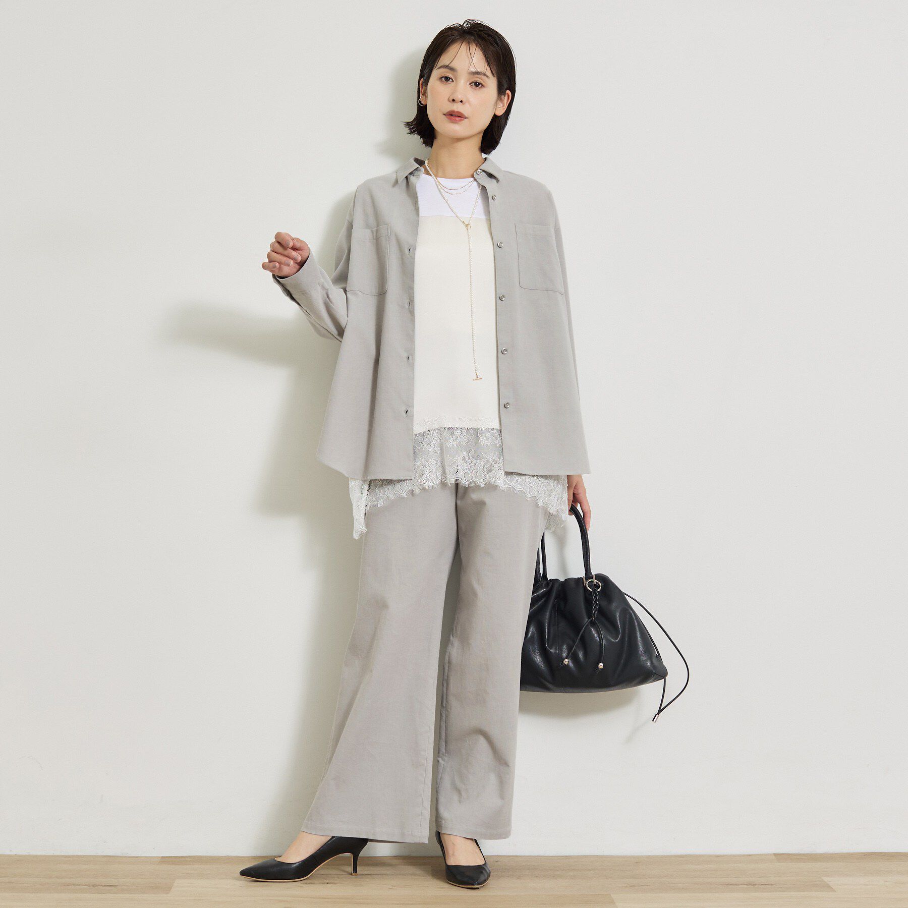 INDIVI「【大人コーデュロイ／SETUP可】オーバーサイズシャツ」|シャツ・ブラウス|
