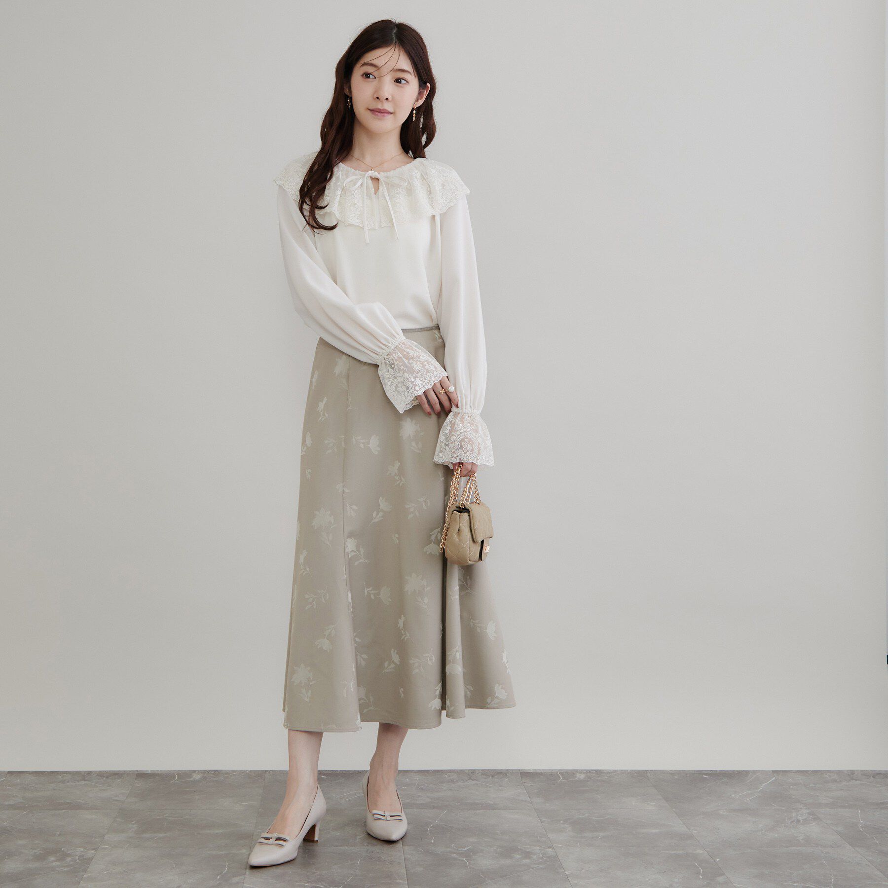 Couture broach「【大人の甘さ香る】フロッキーフラワー マーメイドスカート」|スカート|