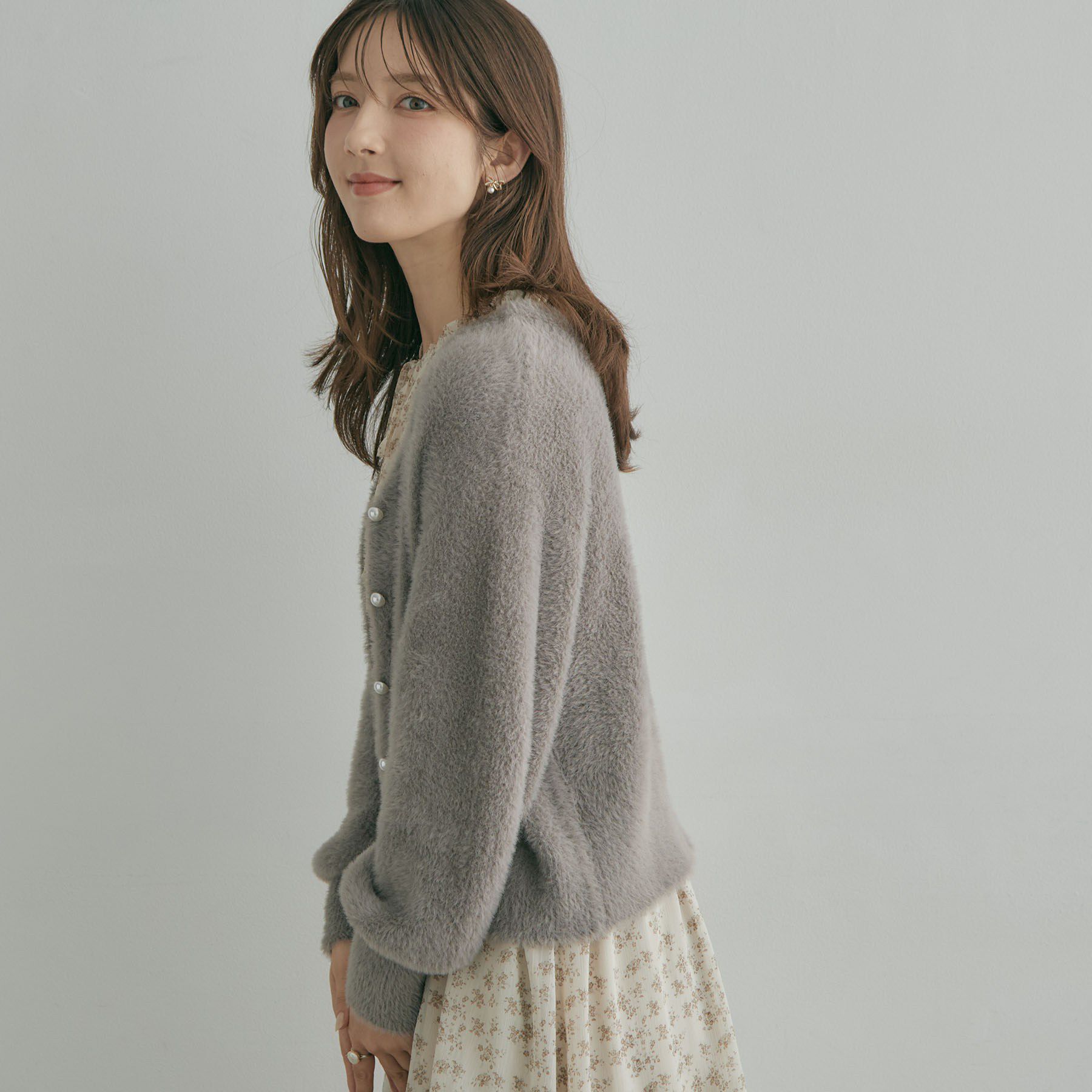 Couture broach「【ふわふわフェザー】前後2WAY ニットカーディガン」|カーディガン|
