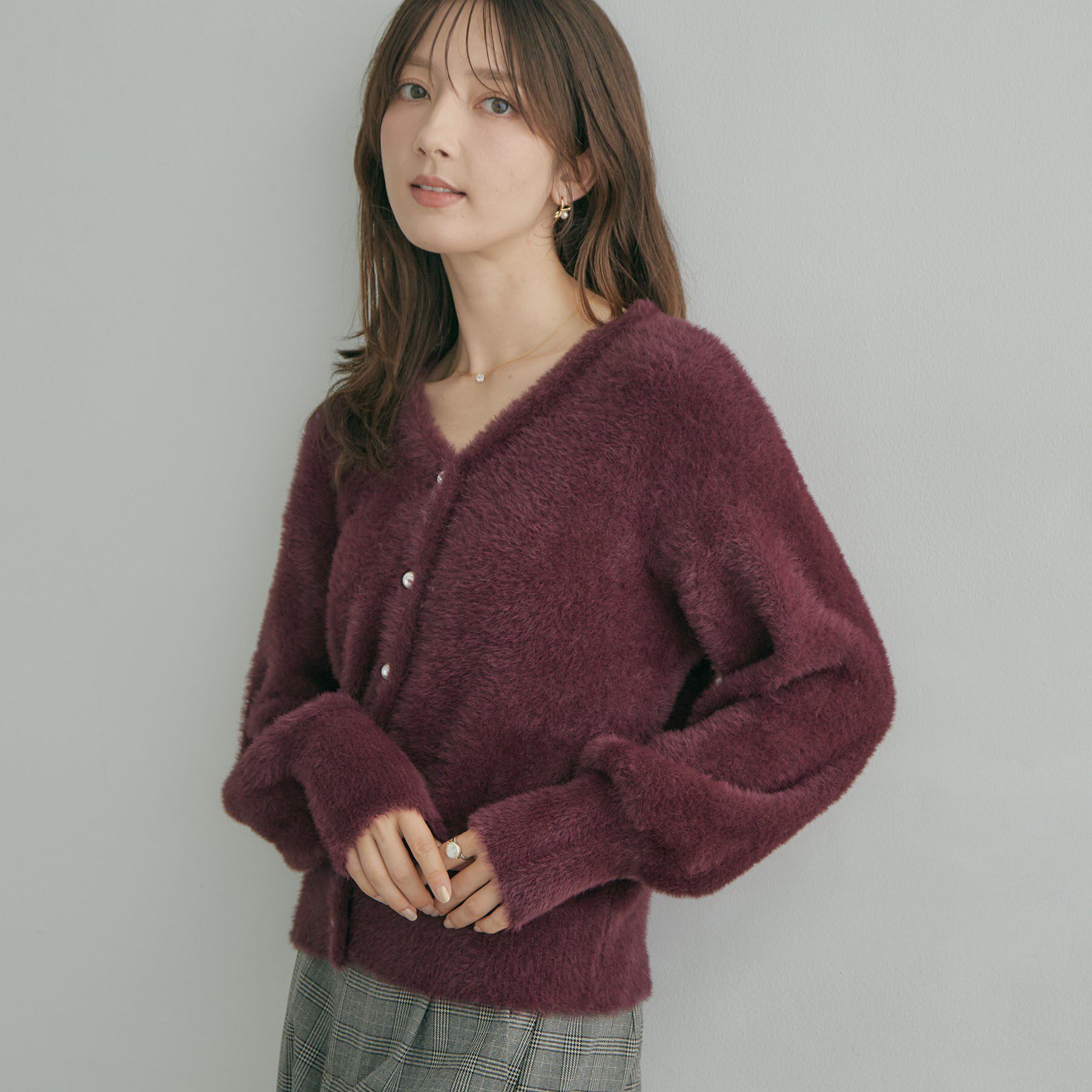 Couture broach「【ふわふわフェザー】前後2WAY ニットカーディガン」|カーディガン|