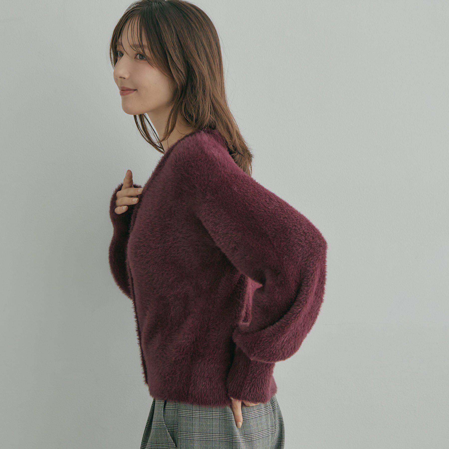 Couture broach「【ふわふわフェザー】前後2WAY ニットカーディガン」|カーディガン|