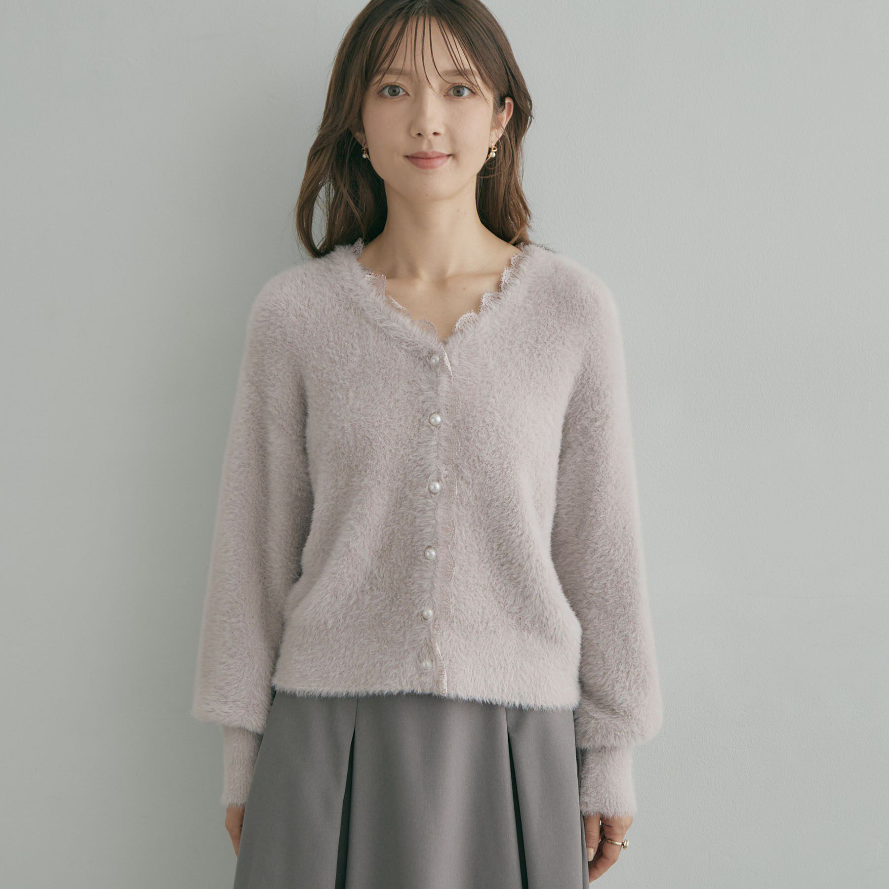 Couture broach「【ふわふわフェザー】前後2WAY ニットカーディガン」|カーディガン|