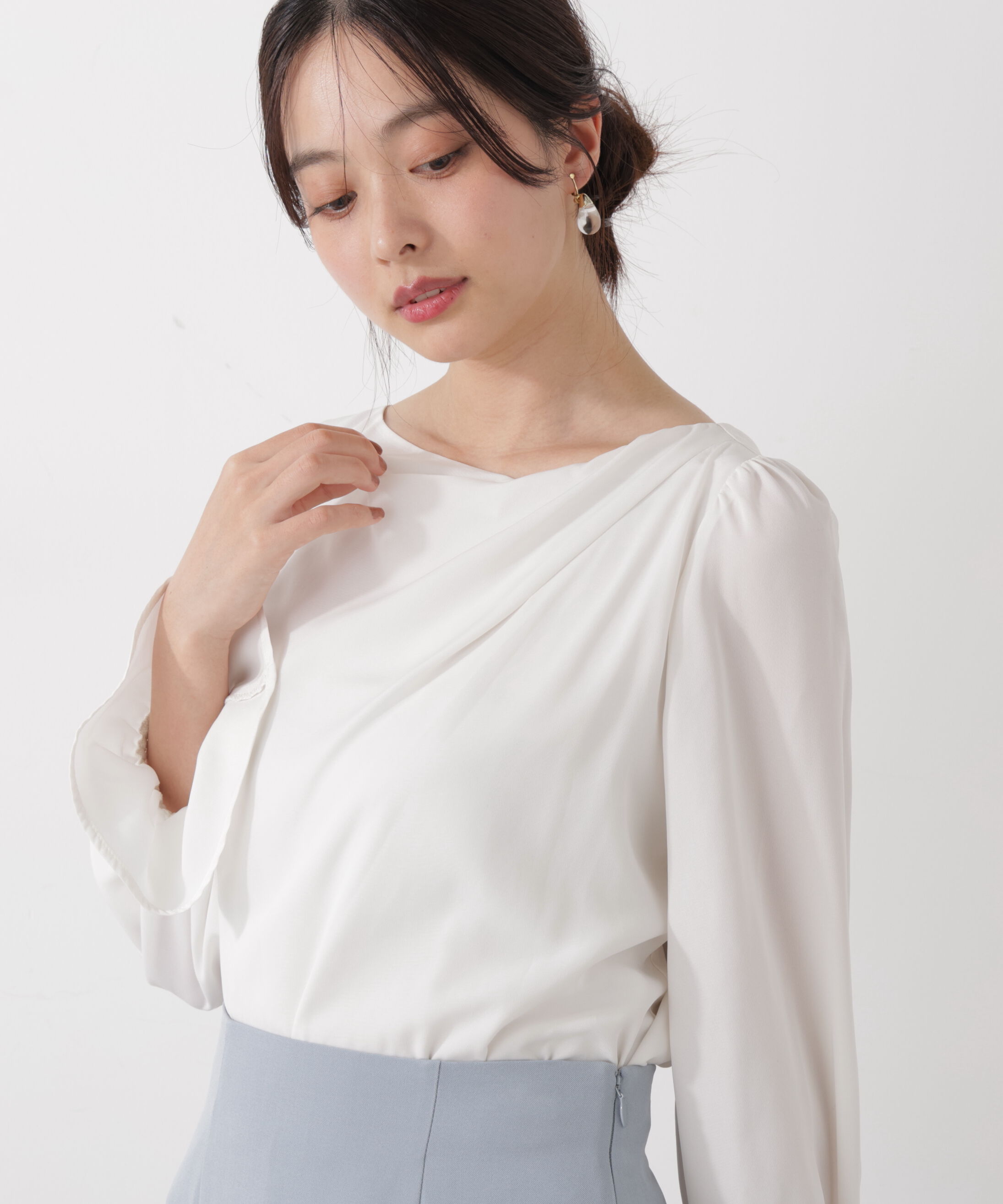 PROPORTION BODY DRESSING「＜ウォッシャブル＞キャンディースリーブニュアンスブラウス 25AW」|シャツ・ブラウス|