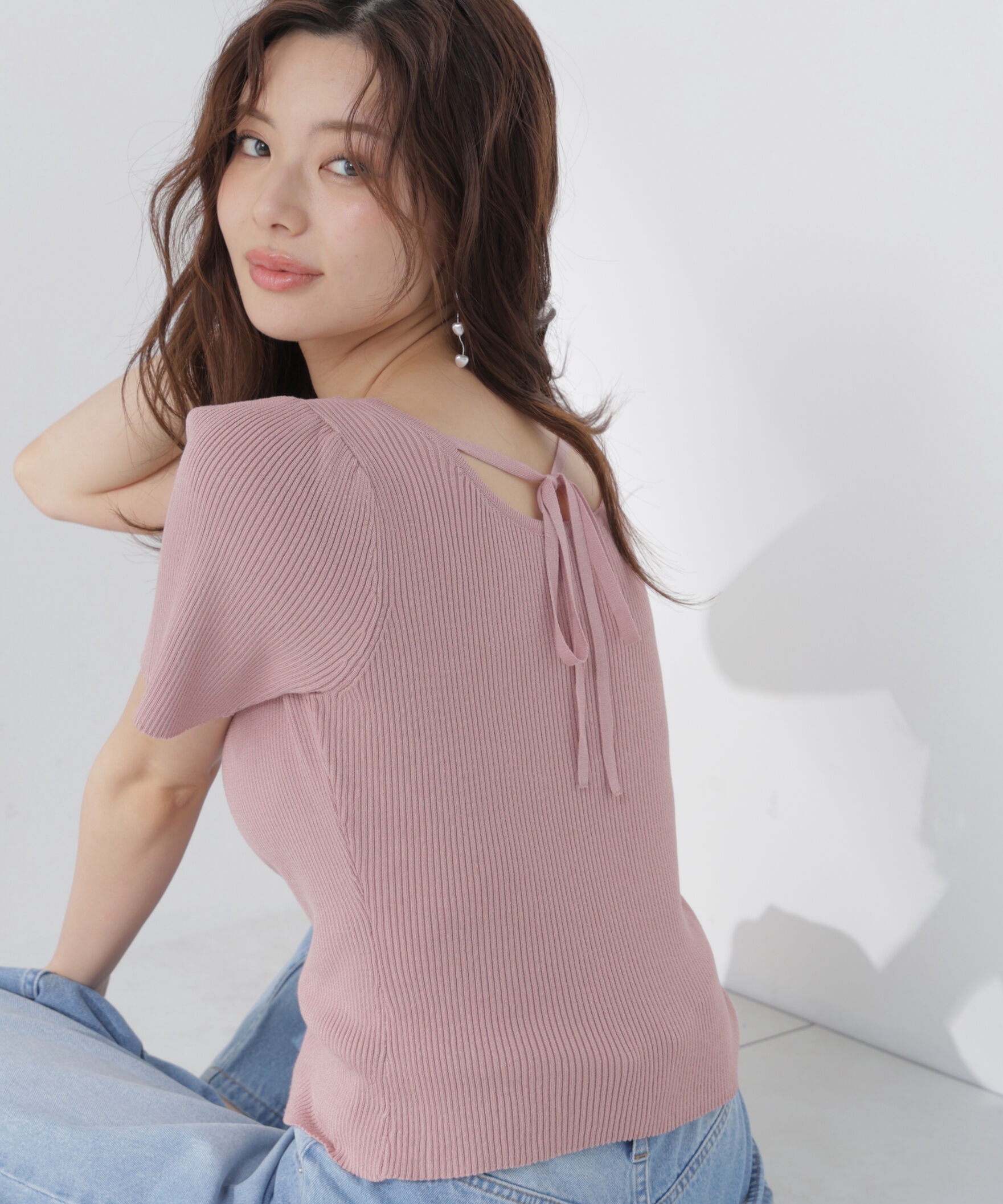PROPORTION BODY DRESSING「前後2wayストラップラウンドリブニット」|ニット・セーター|ピンク