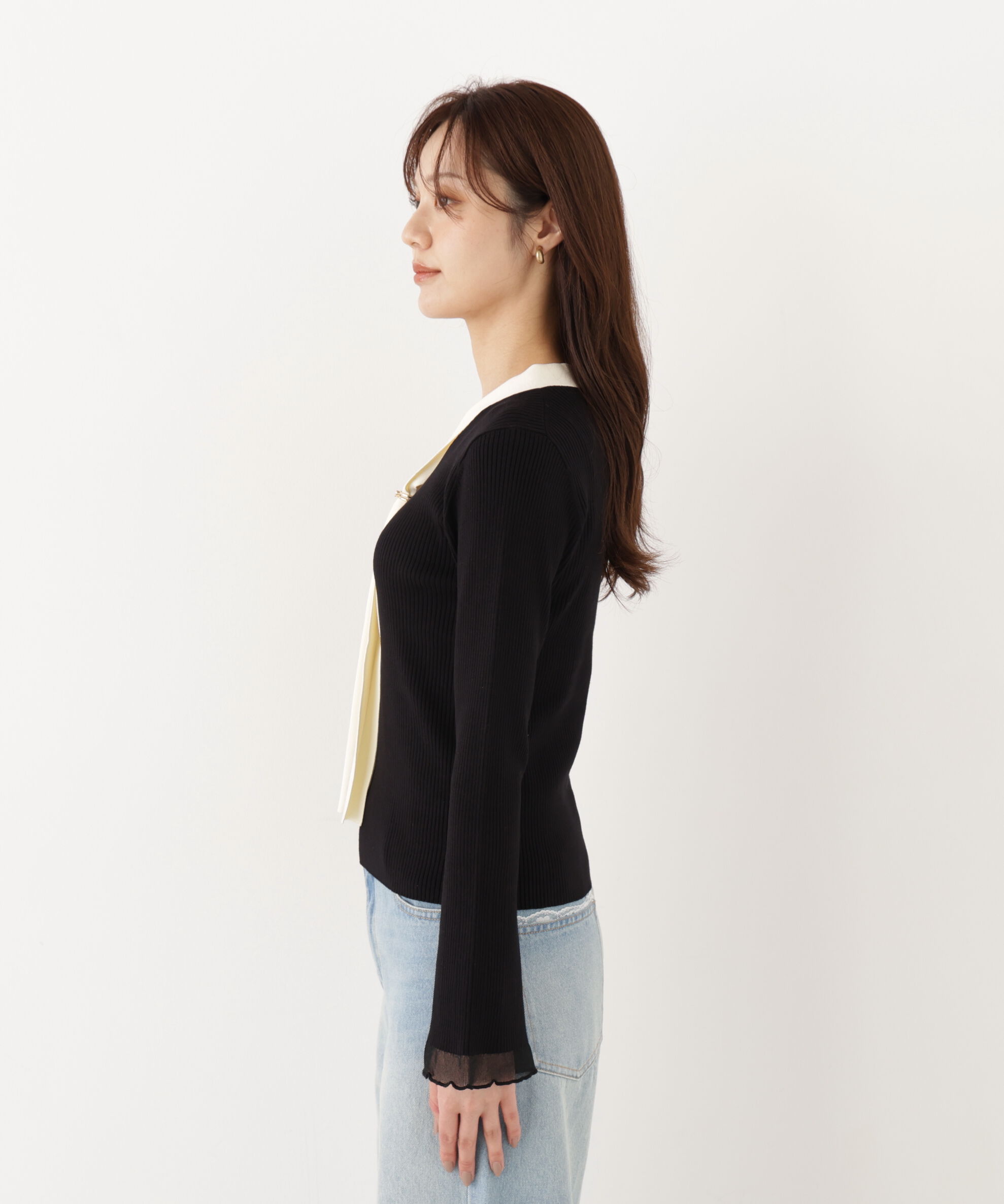 PROPORTION BODY DRESSING「タイ付き部分シアーニット 26AW」|ニット・セーター|
