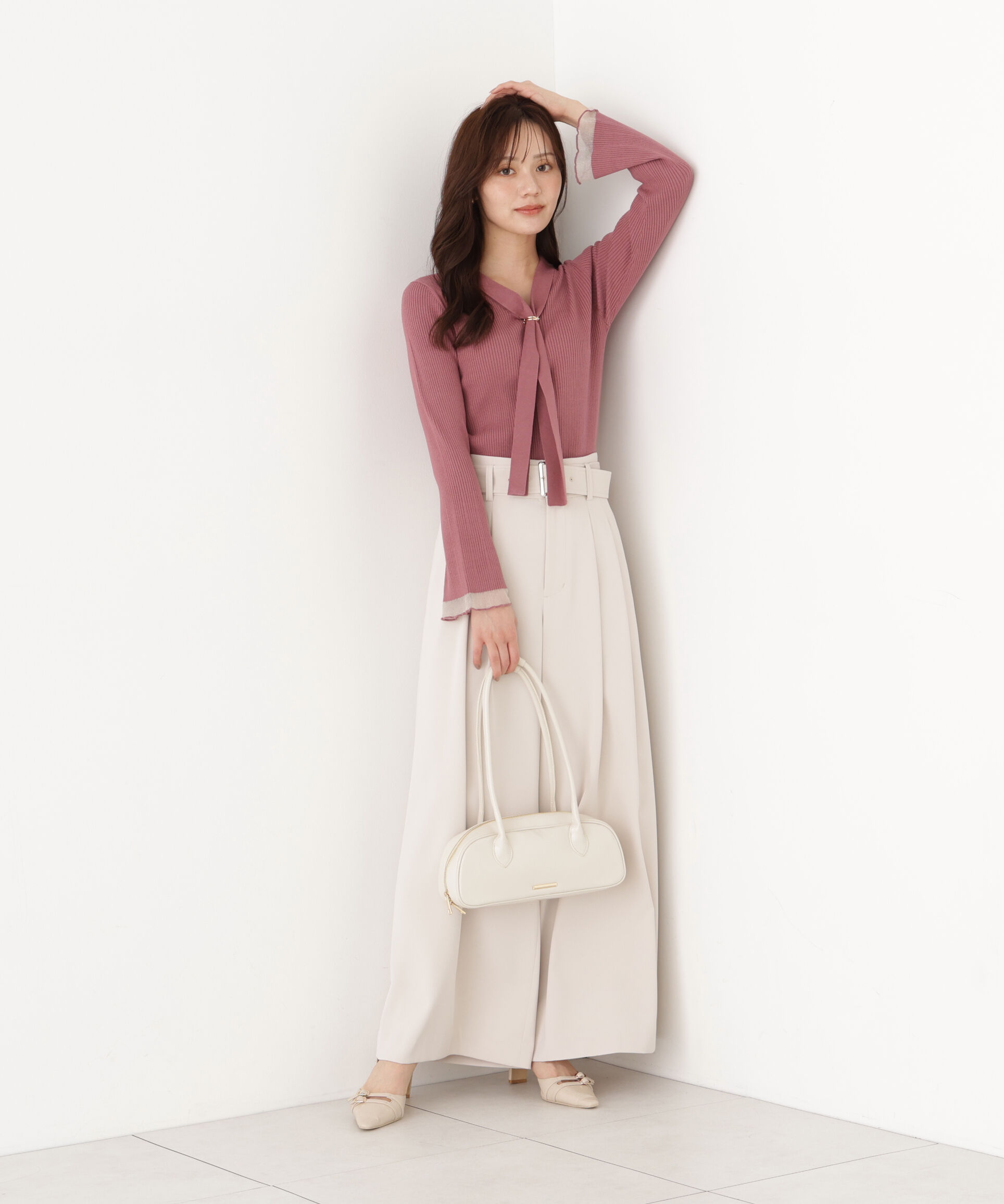 PROPORTION BODY DRESSING「タイ付き部分シアーニット 26AW」|ニット・セーター|