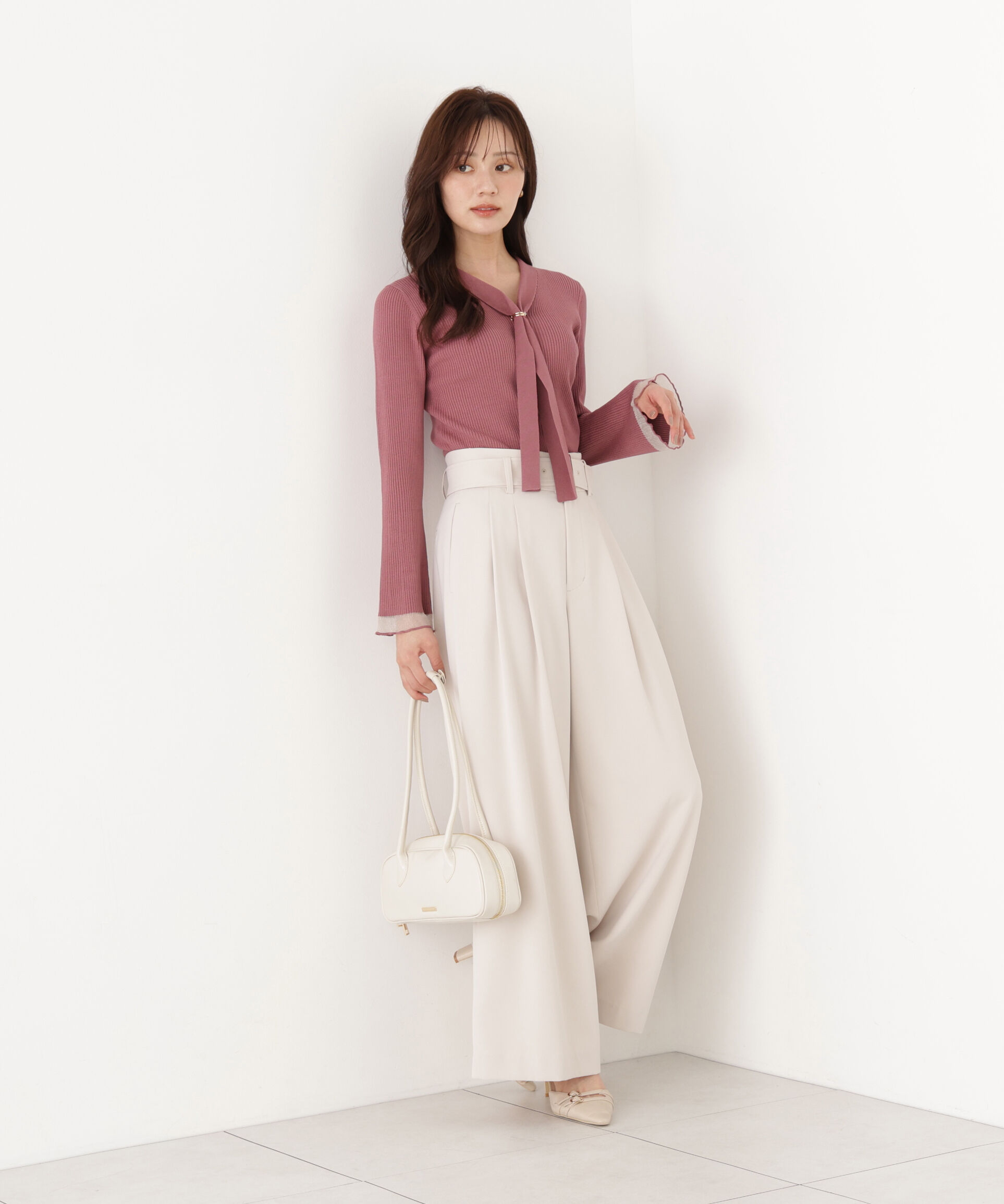 PROPORTION BODY DRESSING「タイ付き部分シアーニット 26AW」|ニット・セーター|