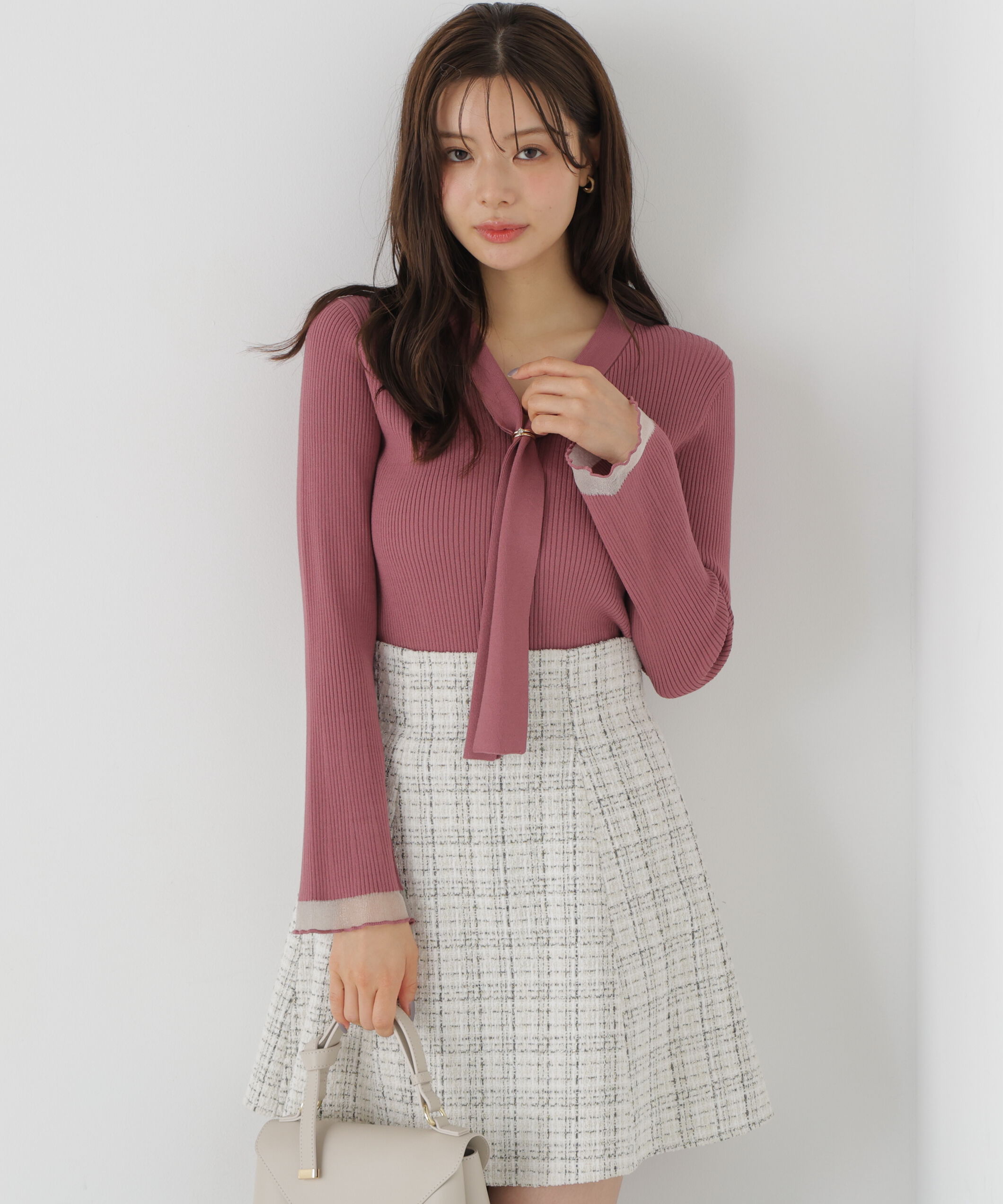 PROPORTION BODY DRESSING「タイ付き部分シアーニット 26AW」|ニット・セーター|