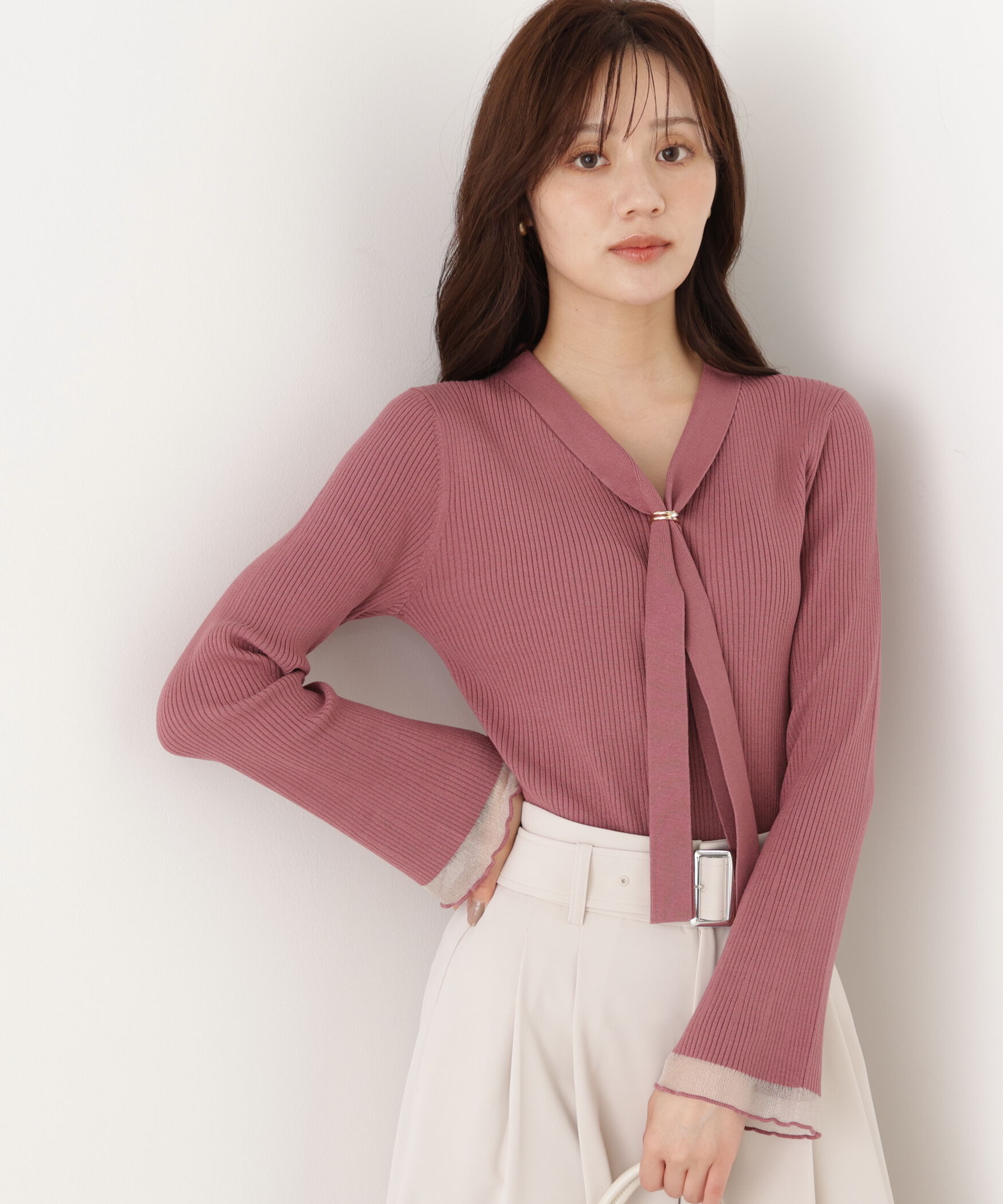 PROPORTION BODY DRESSING「タイ付き部分シアーニット 26AW」|ニット・セーター|