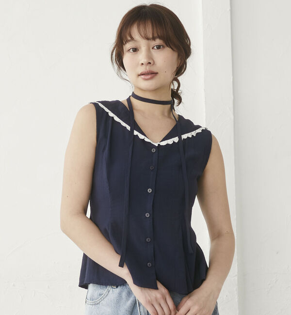archives「セーラーカラーペプラムノースリＢＬ」|シャツ・ブラウス|NAVY