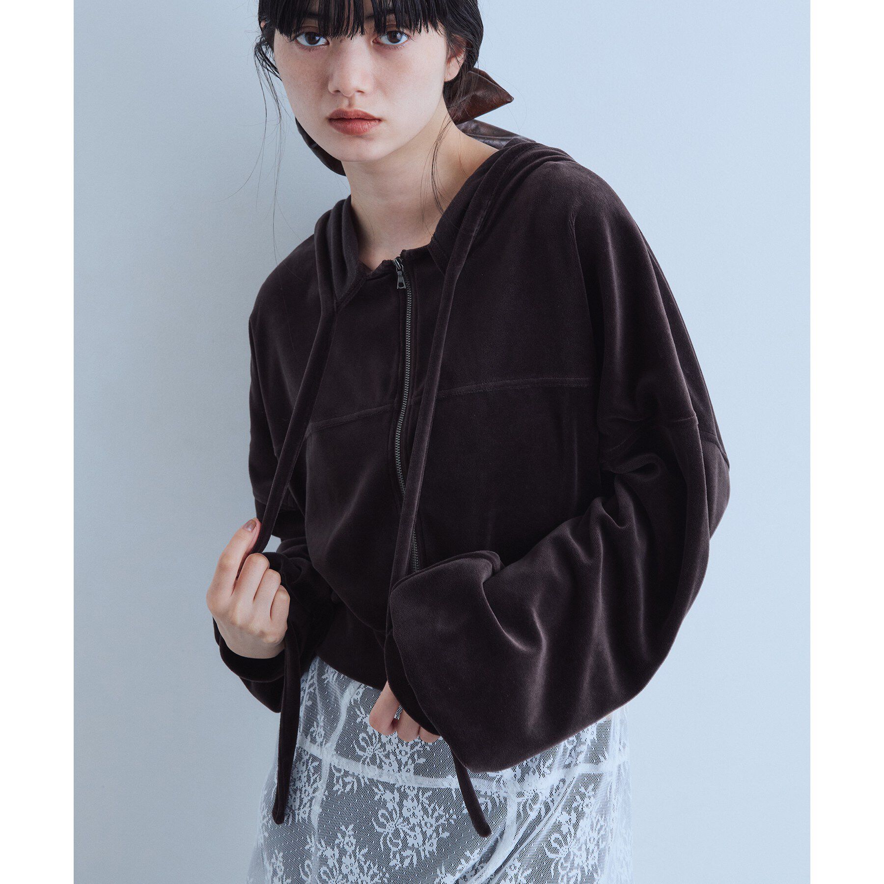 CODE A「velour cropped hoodie」|パーカー|