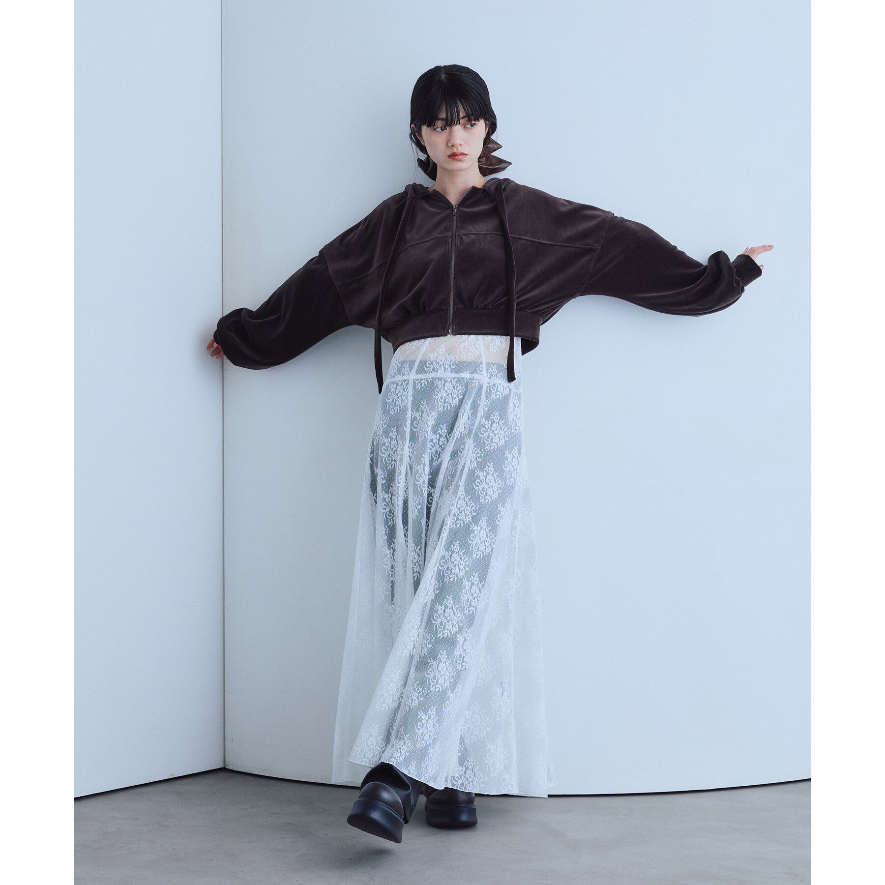 CODE A「velour cropped hoodie」|パーカー|