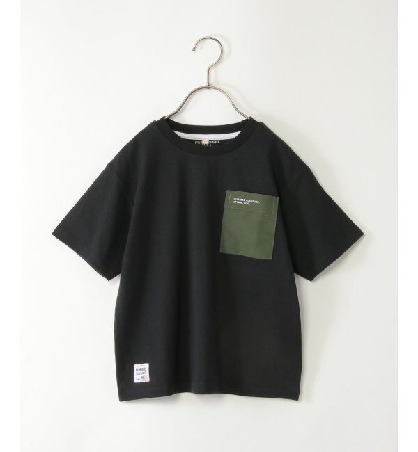 ikka kids「異素材ポケット付きTシャツ（120~160cm）」|Tシャツ・カットソー|ブラック