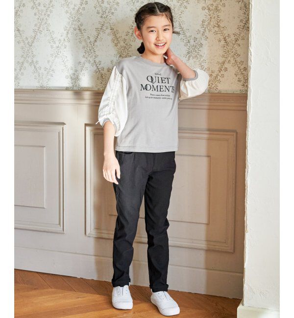 ikka kids「袖布帛シャーリング7分Tシャツ（120~160cm）」|Tシャツ・カットソー|