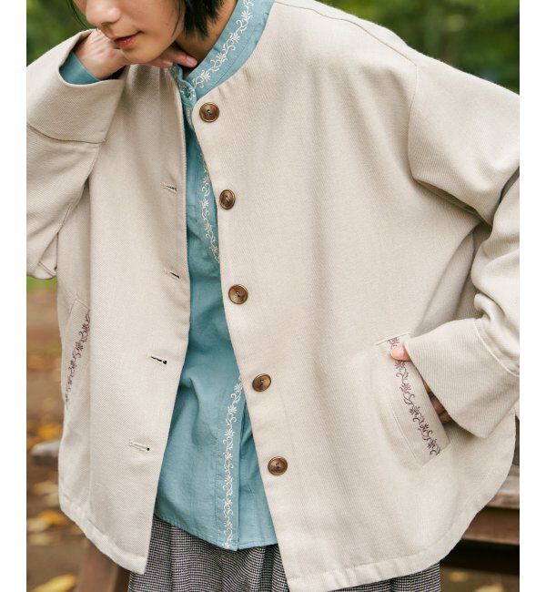 Lbc with Life「エクリュ ノーカラーブルゾン」|ブルゾン・スタジャン|