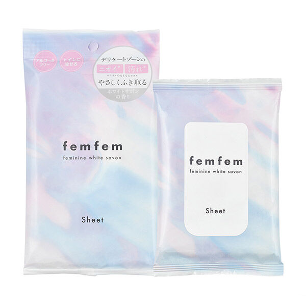  「femfem フェミニンふき取りシート ホワイトサボン (10枚入)」|ボディクレンジング|