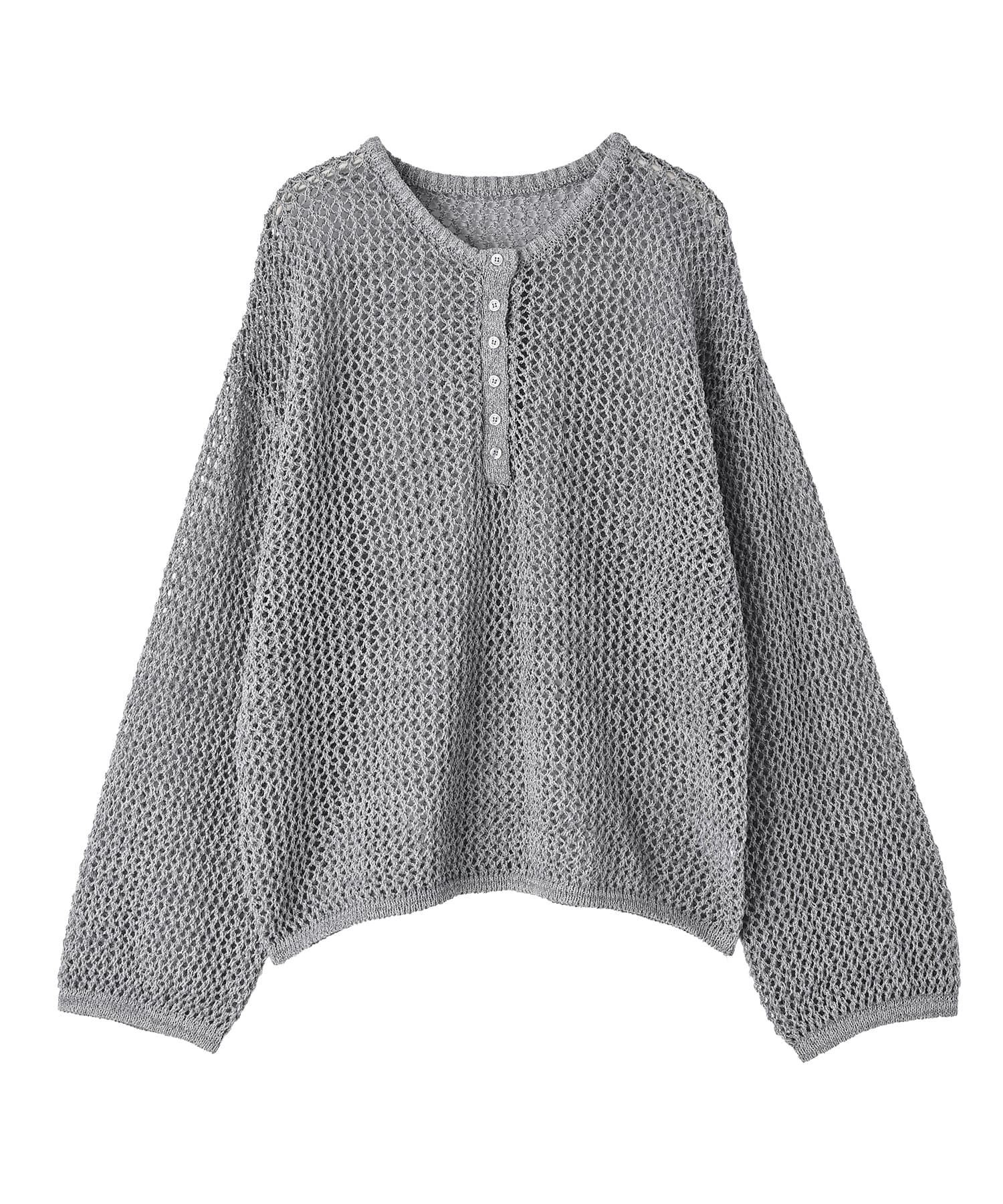 STYLE DELI「【BLK001】サマーメッシュ編みヘンリーネックプルオーバー」|Tシャツ・カットソー|