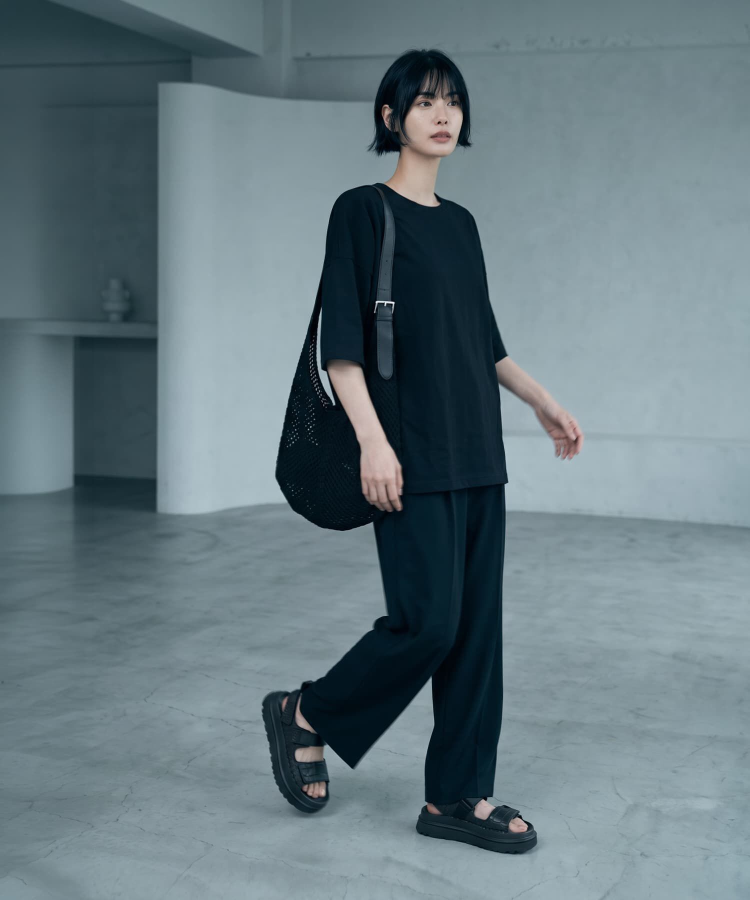 STYLE DELI「【BLK001】軽量メッシュ編みペーパーテイストトートバッグ」|トートバッグ|