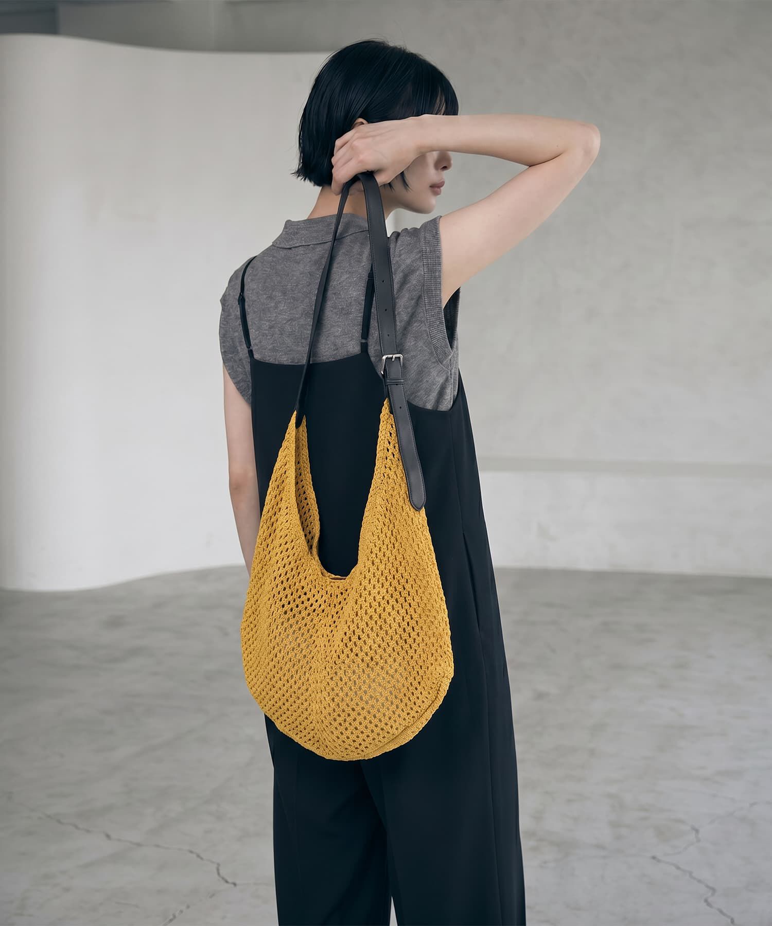 STYLE DELI「【BLK001】軽量メッシュ編みペーパーテイストトートバッグ」|トートバッグ|