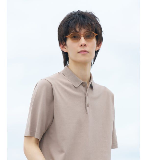  「SUNCUTGlasses/UV100%CUT ウェリントン型 サングラス [度無し専用] 横長 多角形 紫外線対策 UVカット」|サングラス|