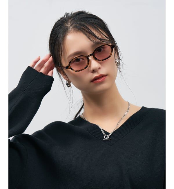  「SUNCUTGlasses/UV100%CUT ウェリントン型 サングラス [度無し専用] 横長 多角形 紫外線対策 UVカット」|サングラス|茶系デミ