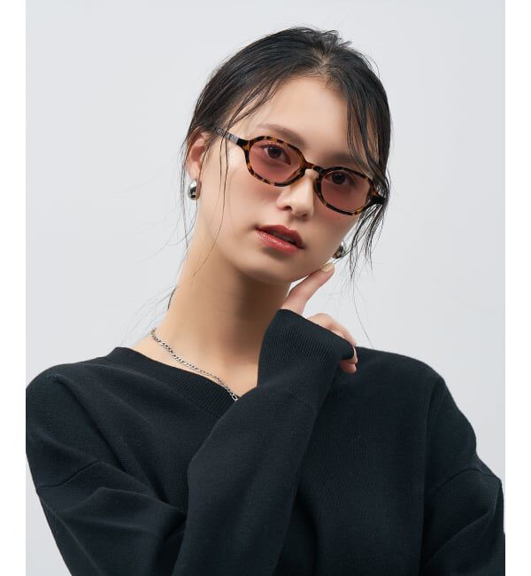  「SUNCUTGlasses/UV100%CUT ウェリントン型 サングラス [度無し専用] 横長 多角形 紫外線対策 UVカット」|サングラス|