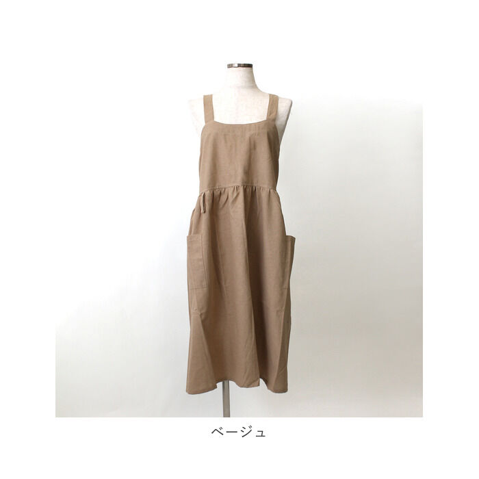 BACKYARD FAMILY「フレア ギャザー クロス エプロン 通販 前掛け 前掛 ふんわり ワンピース 柔らかい やわらかい」|その他|