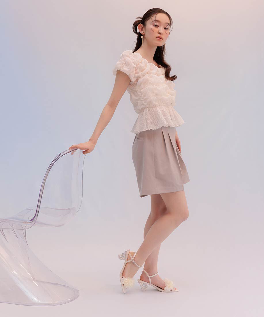  「【Butterfly Collection】シアーフラワーバタフライヒールサンダル」|サンダル|