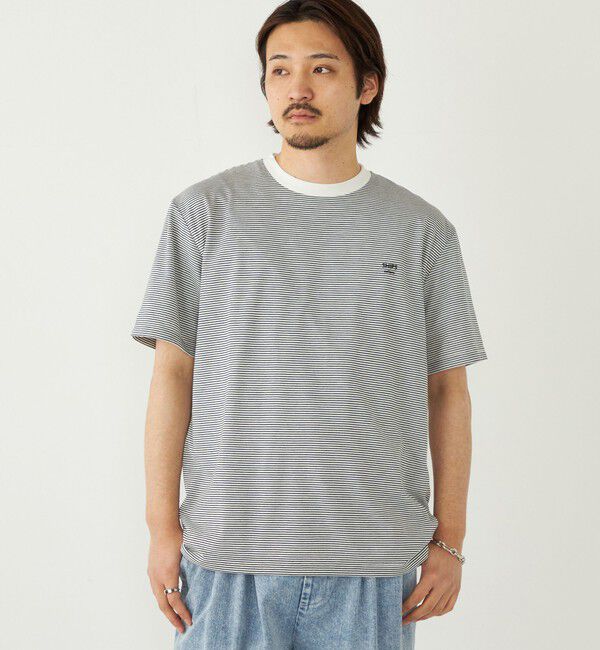 SHIPS Colors 「SHIPS Colors:〈速乾〉CAVE(R) ワンポイント ロゴ ボーダー Tシャツ◇」|Tシャツ・カットソー|
