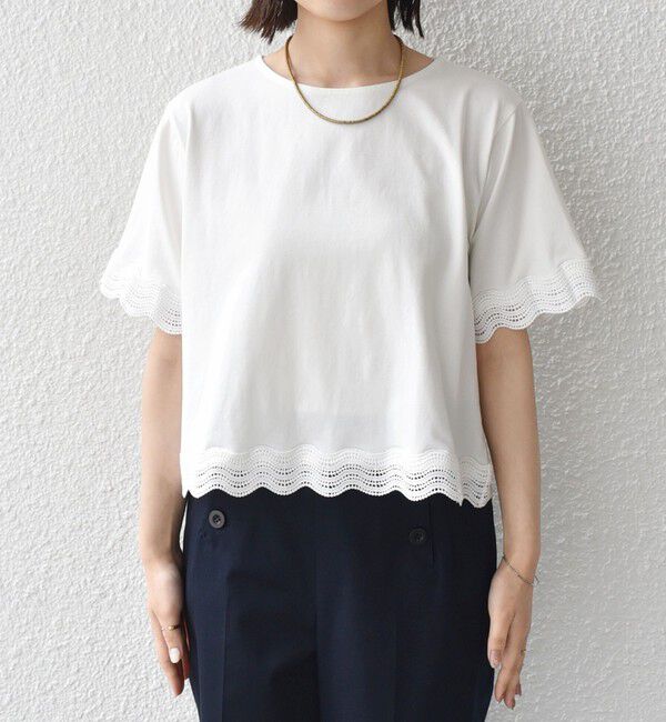 SHIPS Colors 「SHIPS Colors:〈洗濯機可能〉リンク レース コンビ TEE◇」|Tシャツ・カットソー|