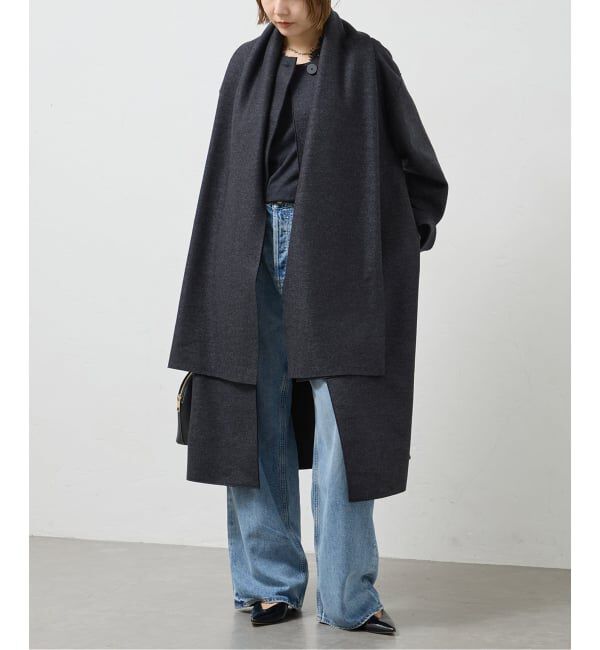 journal standard L'essage「HARRIS WHARF LONDON Women scarf coat light pressed wool コート」|その他|グレーB