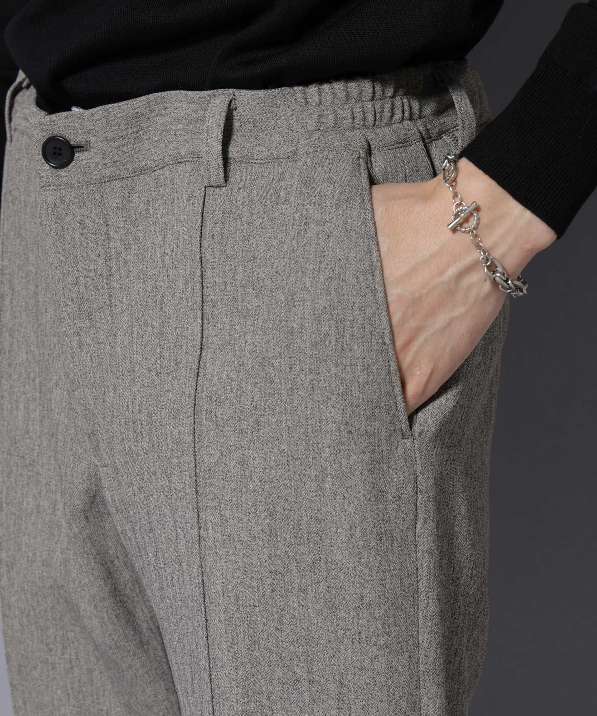 NANO universe「｢N TROUSERS BASIC｣ 洗えるMIXツイードストレッチパンツ(セットアップ可)」|スーツ|