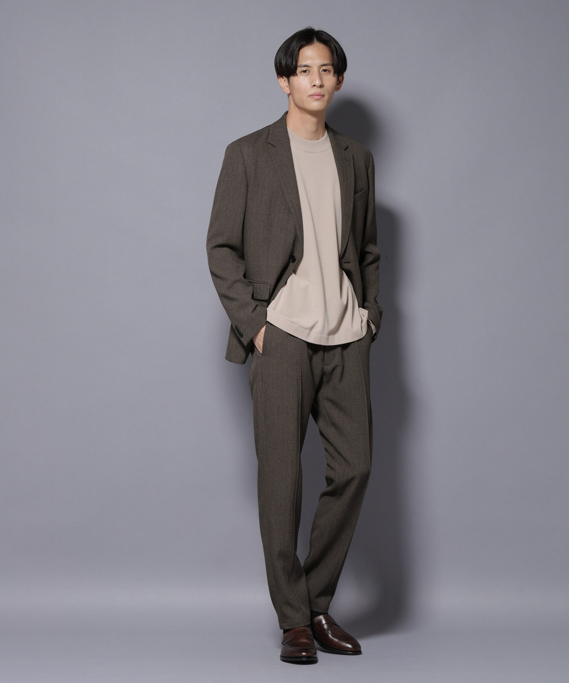 NANO universe「｢N TROUSERS BASIC｣ 洗えるMIXツイードストレッチパンツ(セットアップ可)」|スーツ|