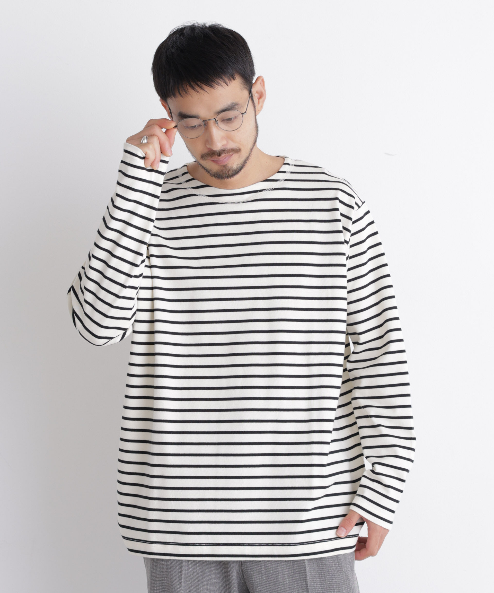 NANO universe「ボーダーバスクTシャツ 長袖」|Tシャツ・カットソー|