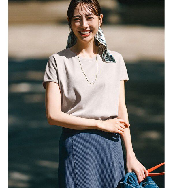 23区「【接触冷感/洗える】フレンチスリーブ IT TEE」|Tシャツ・カットソー|グレージュ系