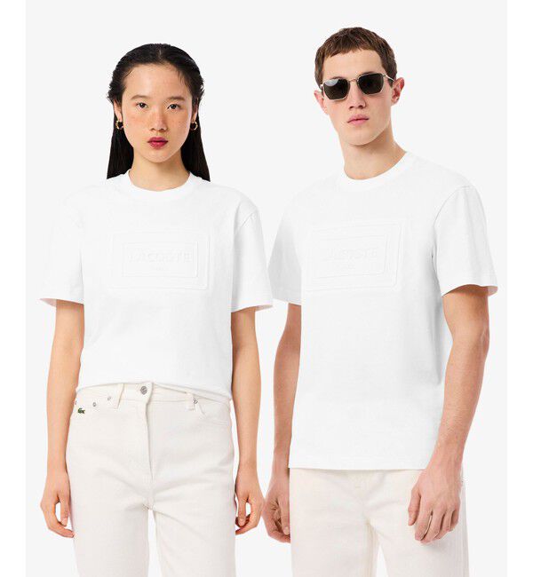 LACOSTE「エンボスパリロゴ クルーネックTシャツ」|Tシャツ・カットソー|オフホワイト