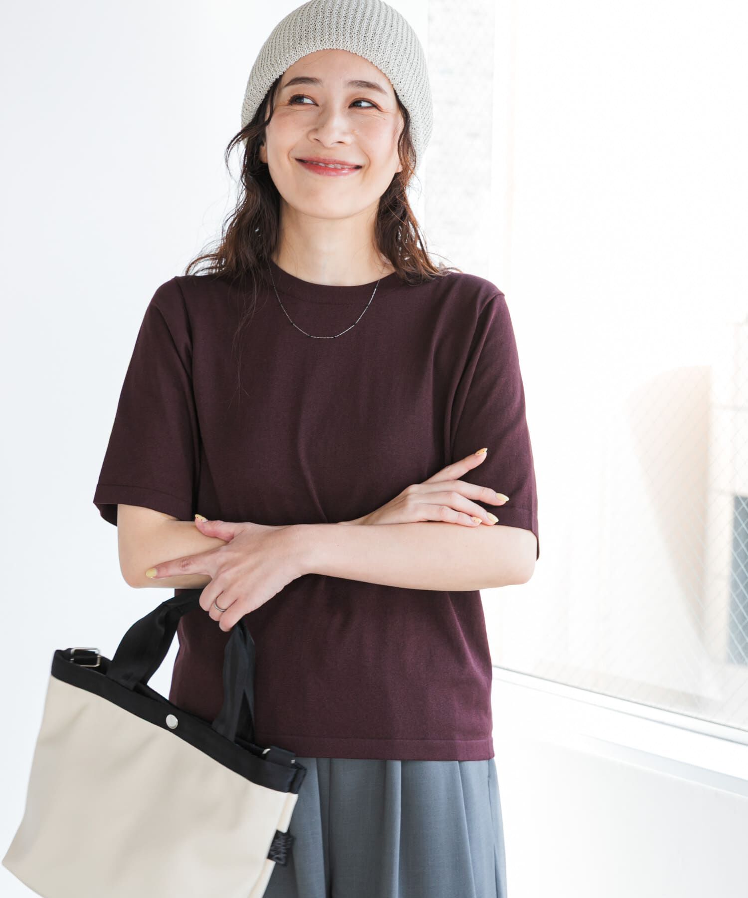 URBAN RESEARCH DOORS「『仁村紗和さん着用』『UR TECH』ｻﾏｼｪｱﾆｯﾄﾊｰﾌｽﾘｰﾌﾞﾌﾟﾙ」|Tシャツ・カットソー|
