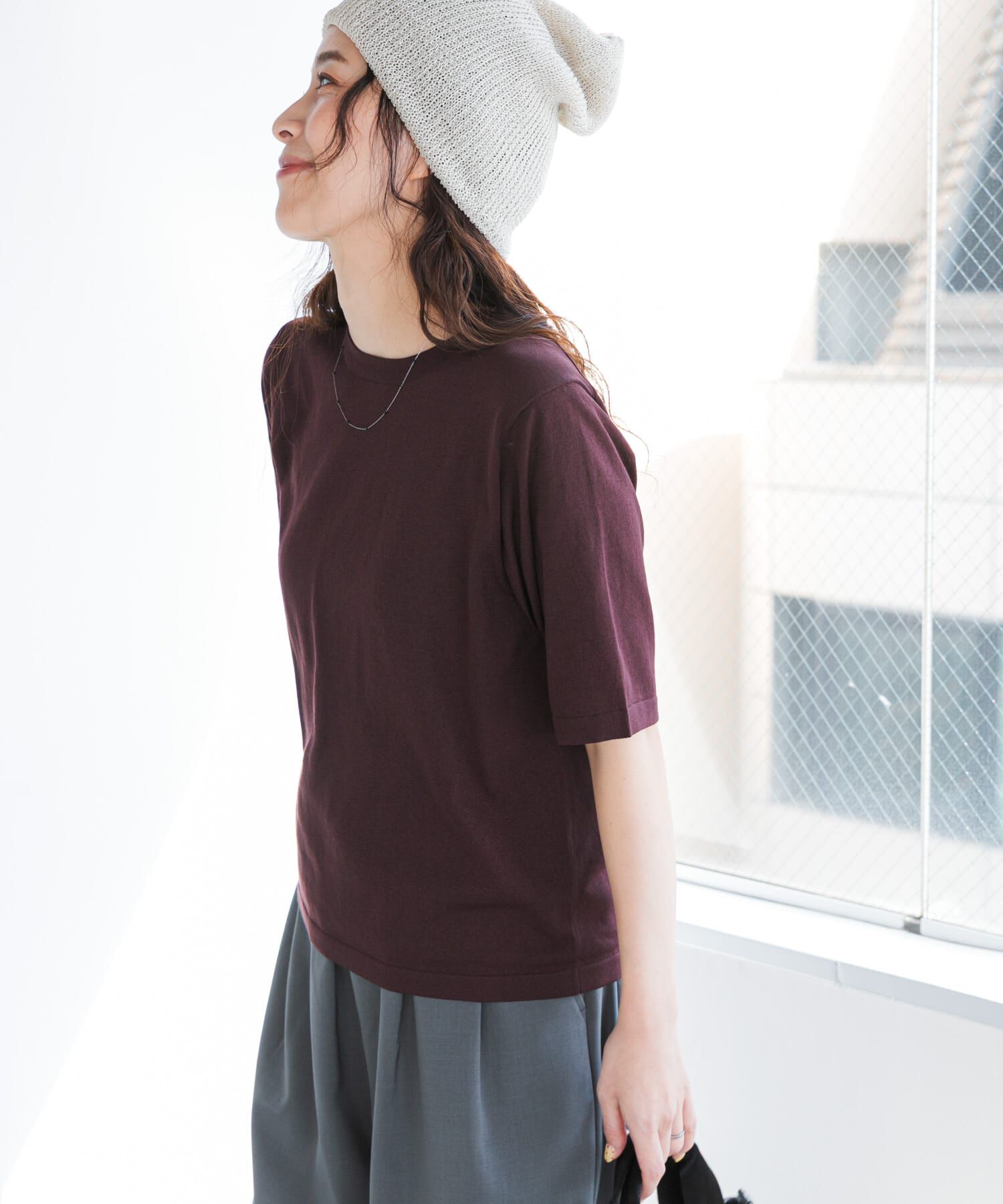 URBAN RESEARCH DOORS「『仁村紗和さん着用』『UR TECH』ｻﾏｼｪｱﾆｯﾄﾊｰﾌｽﾘｰﾌﾞﾌﾟﾙ」|Tシャツ・カットソー|