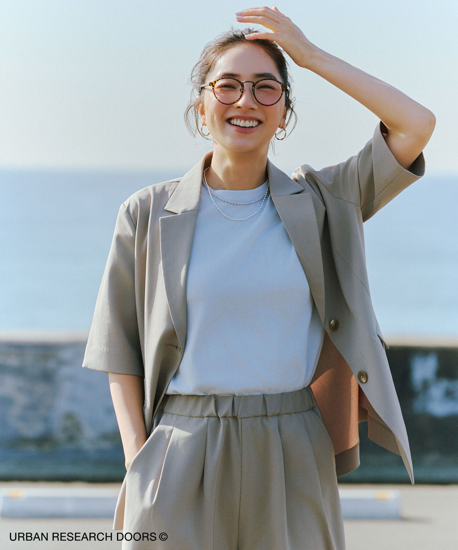 URBAN RESEARCH DOORS「『仁村紗和さん着用』『UR TECH』ｻﾏｼｪｱﾆｯﾄﾊｰﾌｽﾘｰﾌﾞﾌﾟﾙ」|Tシャツ・カットソー|