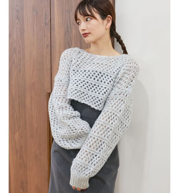 MAJESTICLEGON「スカシ柄ショートニット」|ニット・セーター|