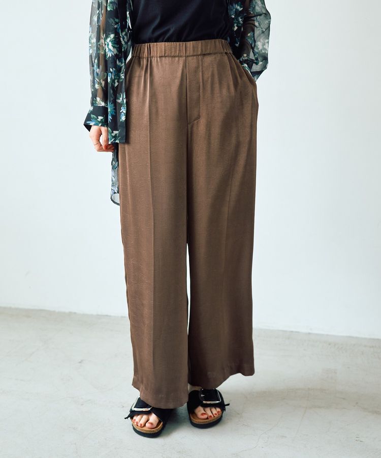 YECCA VECCA「ヴィンテージサテンストレートパンツ」|その他|Brown