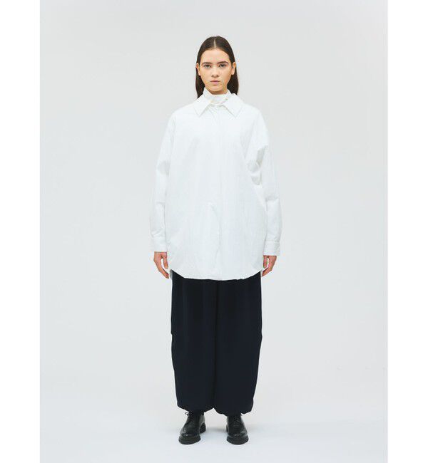 mizuiro ind「mizuiro ind アシンメトリーシャツプルオーバー」|Tシャツ・カットソー|