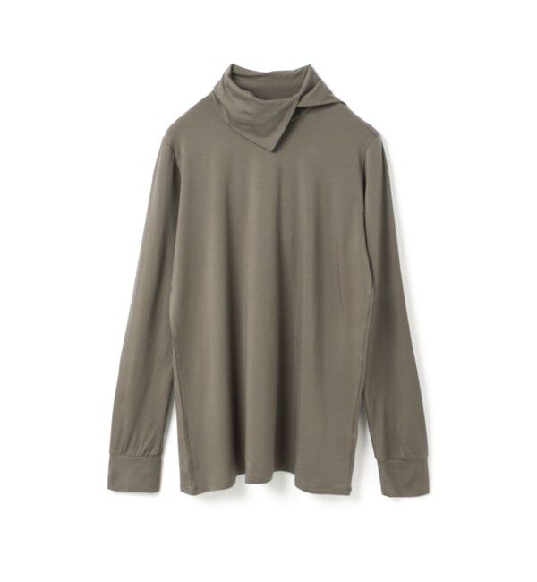 mizuiro ind「mizuiro ind アシンメトリーシャツプルオーバー」|Tシャツ・カットソー|グレージュ