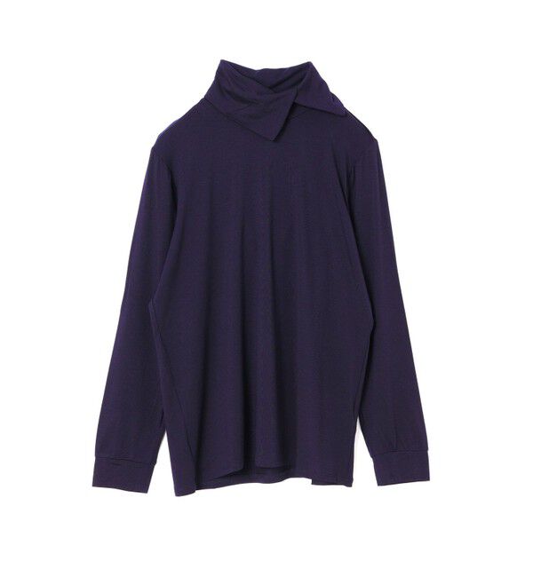 mizuiro ind「mizuiro ind アシンメトリーシャツプルオーバー」|Tシャツ・カットソー|ネイビー