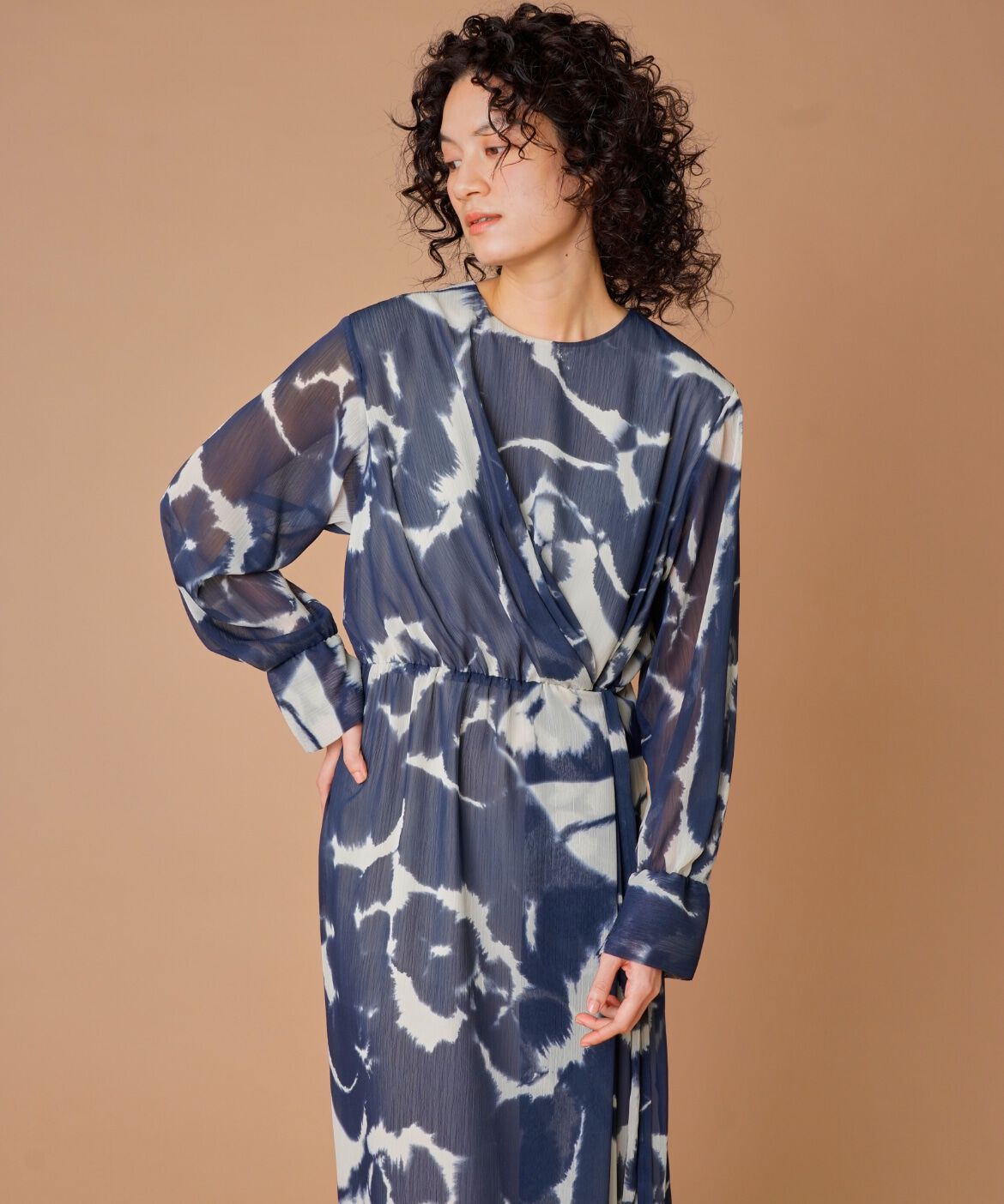 la veille by SUPERIOR CLOSET「楊柳プリントワンピース　　」|ワンピース|ネイビー